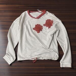 Striped Long Sleeve Top with Red Accents